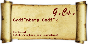 Grünberg Csák névjegykártya